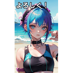 Cute swimsuit girl in the summer sea