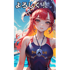 Colorful pirate-style swimsuit for girls