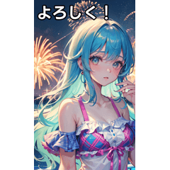 Girls in colorful swimsuit like firework