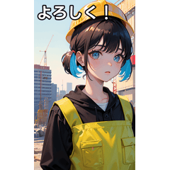 Colorful construction site girl