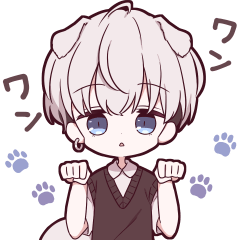 mushroom hair boy (dog) animated sticker