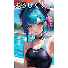 Summer pool vacation swimsuit girl