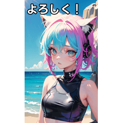 Summer sea swimsuit cat girl