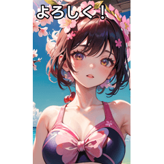 Sakura pattern swimsuit girls