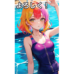 cute colorful swimsuit girls