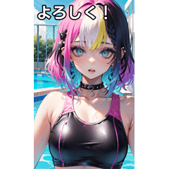 Summer pool and school swimsuit girls