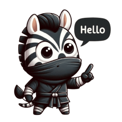 Cute ninja zebra sticker 001