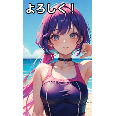 colorful swimsuit girls sticker