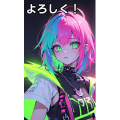 colorful neon punk girl