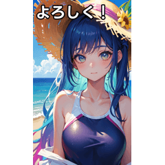 Straw hat and swimsuit girl