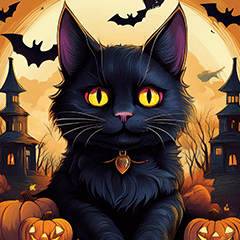 Happy Halloween Black Cat kikki