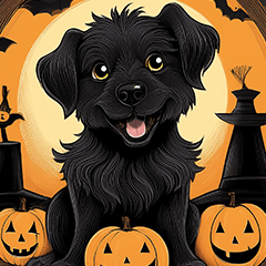 happy halloween black dog kikki