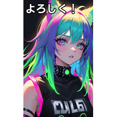 neon punk wolf girl