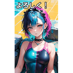 Rock punk colorful swimsuit girls