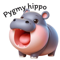 Pygmy hippo, cute bouncing Eng