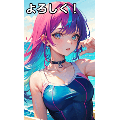 Summer sea and girl in swimsuit