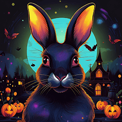 Happy Halloween Black Rabbit