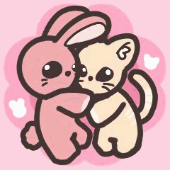 A bunny and a cat