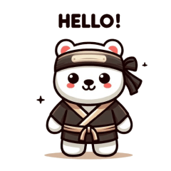 Cute ninja polar bear sticker 001