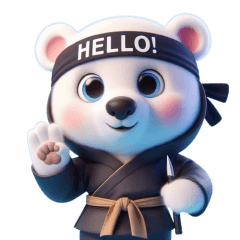 Cute ninja polar bear sticker 002