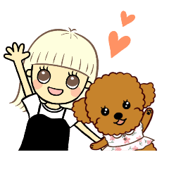 Uta the Toy Poodle & Cheerful girl Reiko