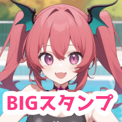 Fall Pool Swimsuit DevilGirl BIG Sticker