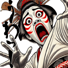 Surprised Kabuki actors' expressions