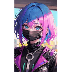 Rock punk girl wearing a mask