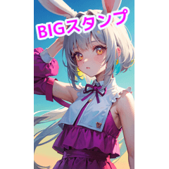 silver haired rabbit girl sticker