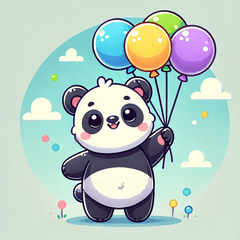 Cute panda with balloons