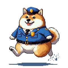 Pixel art police fat shiba