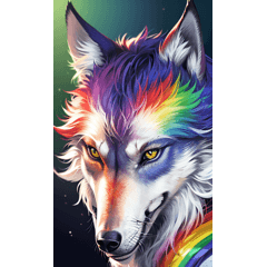 cool rainbow wolf