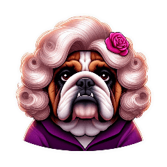 [For arrangement] bulldog wearing a wig