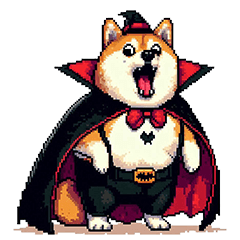 Pixel art dracula fat shiba