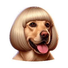 [For arrangement] Labrador wearing a wig