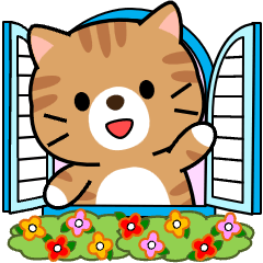 Pop-up! Brown tabby cat everyday sticker