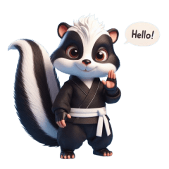 Cute ninja skunk sticker 002