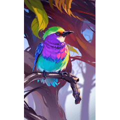 rainbow colored bird sticker