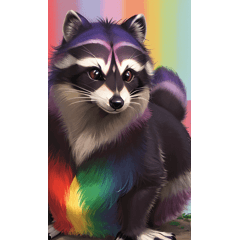 cute rainbow raccoon