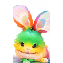 rainbow colored rabbit