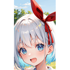 silver hair ribbon girl