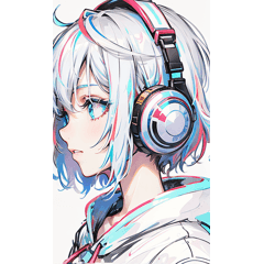 Girl with headphones looking sideways