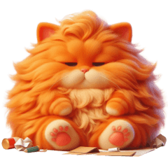 Orange cat Fat and lazy 3D