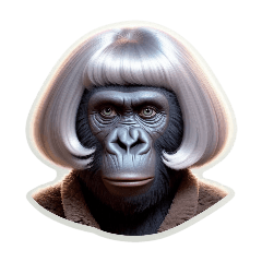 [For arrangement] gorilla wearing a wig