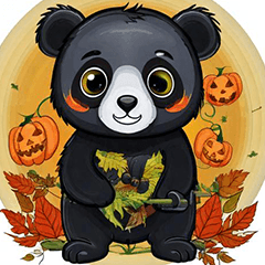 Happy Halloween Black Panda kikki