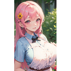 pink hair apron girl