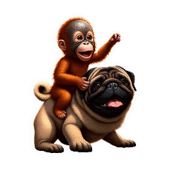 [For arrangement]  orangutan and pug