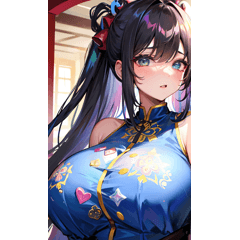 blue cheongsam girl