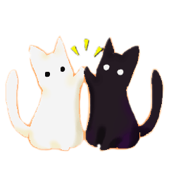 A Black cat and a white cat gesture