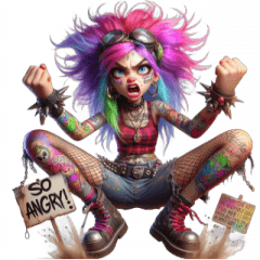 Punk Girl Explodes with Anger